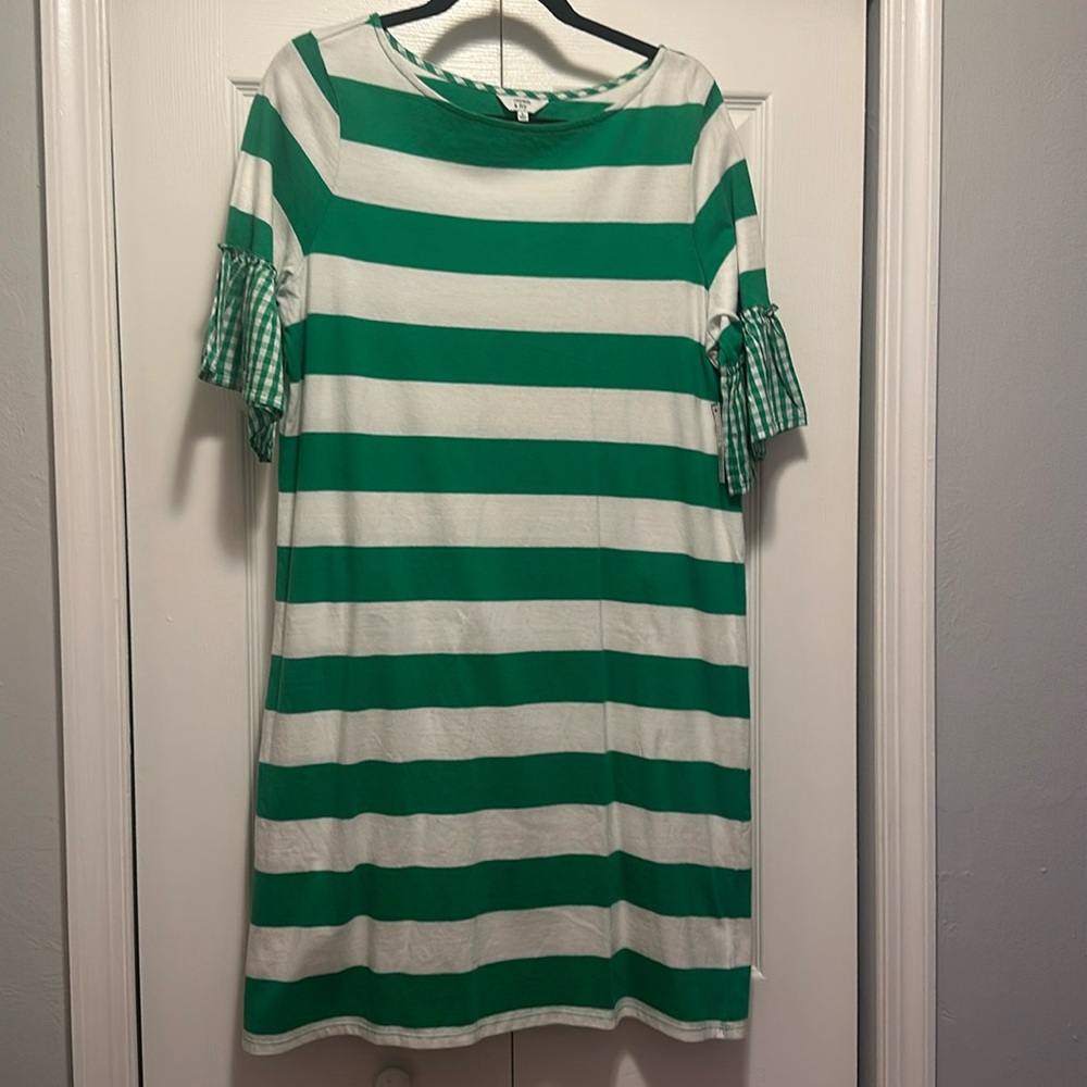 Green striped dress